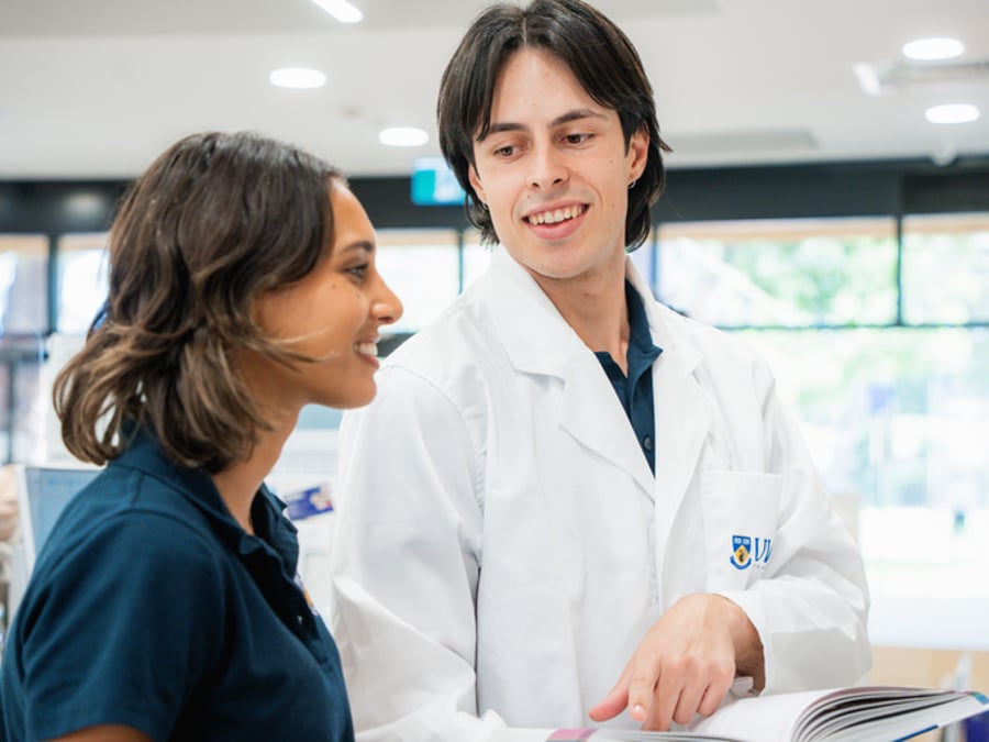 Researchers working together on campus