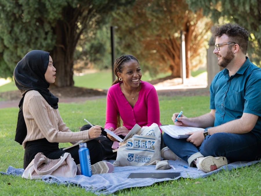Students talking together on campus