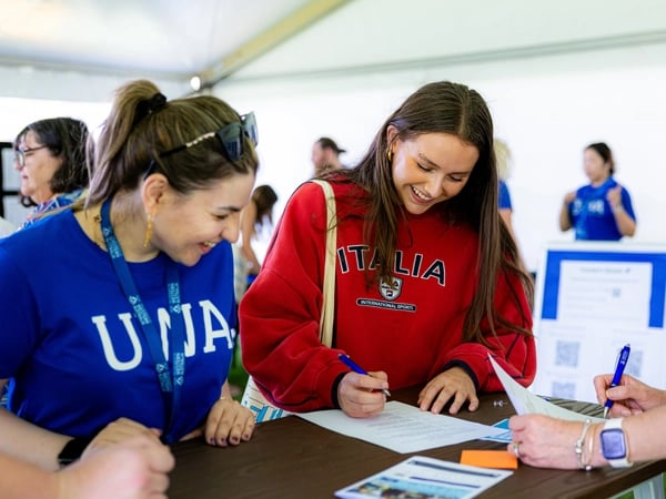 Students exploring a university open day