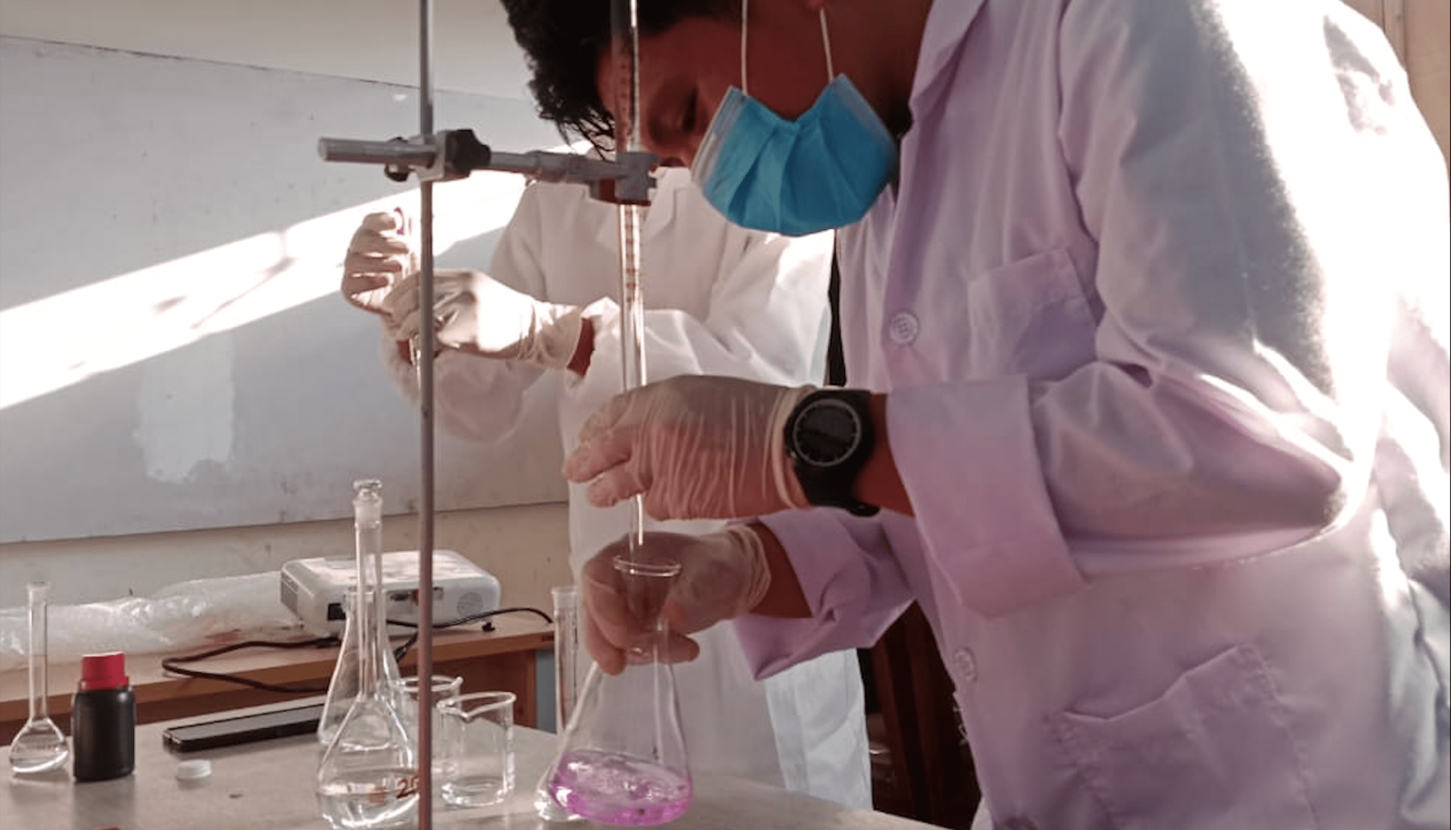 Research students in a laboratory
