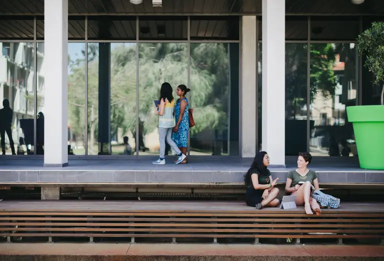 Students spending time together on campus